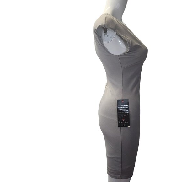 Bebe Interweave Deep V Dress Gray Small NWT - Picture 4 of 16